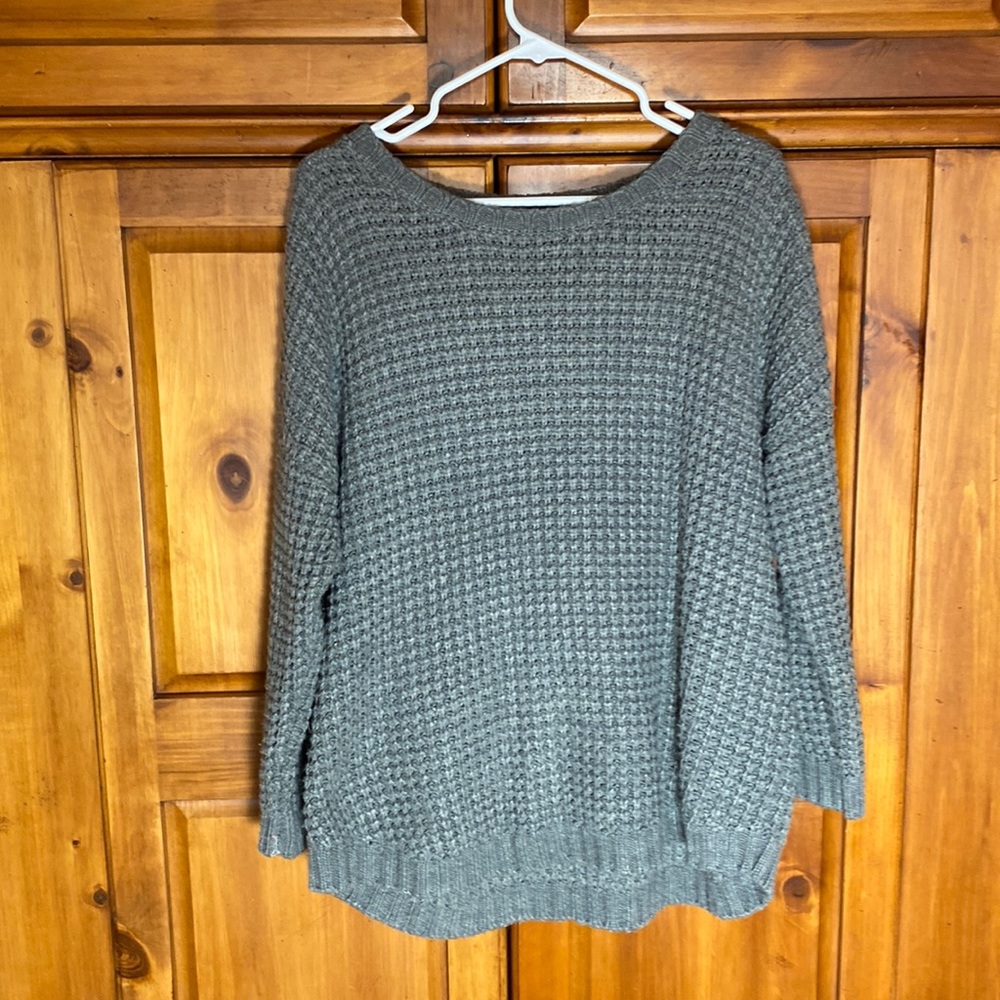 Gray Weaved Knit Oversized Sweater